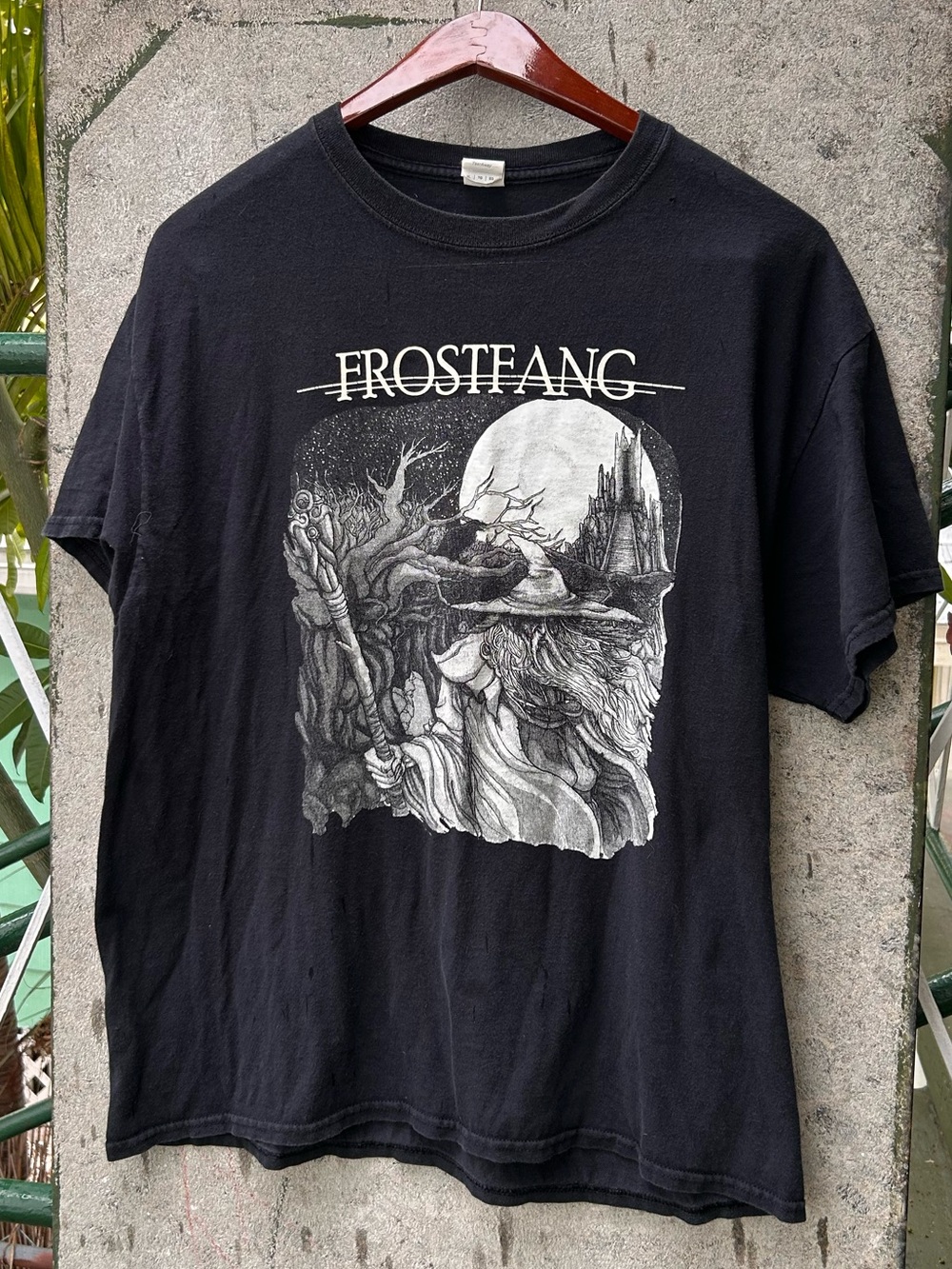 Gildan Black Frostfang Graphic Tee with White Wizard Print
